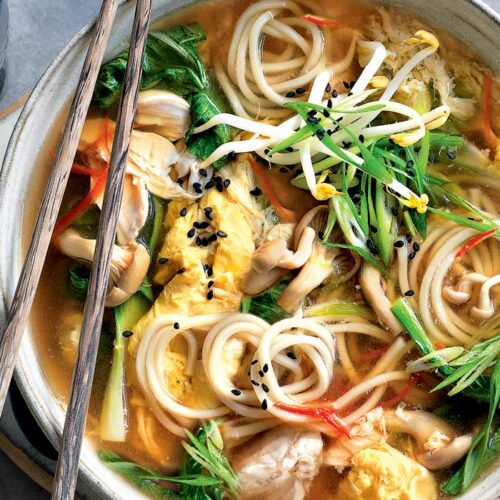 Egg-drop chicken and noodle soup