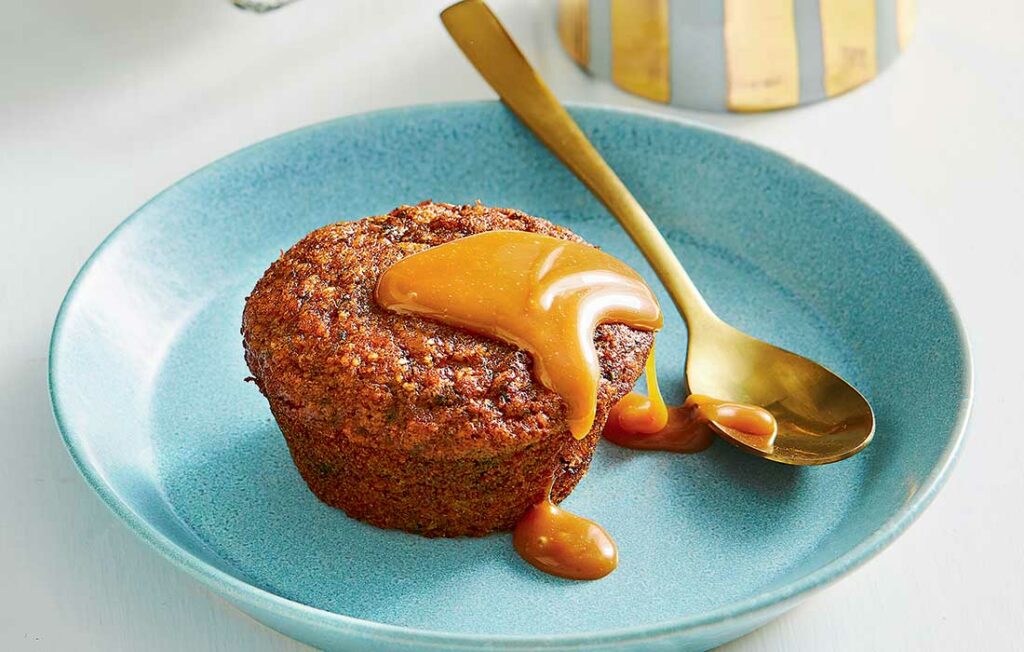 Gluten-free sticky date puddings with caramel sauce