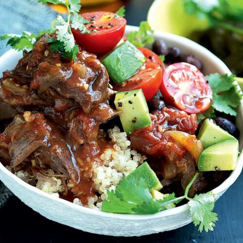 Mexican-style beef and quinoa bowls