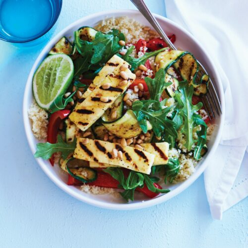 Barbecued haloumi and vegetable salad