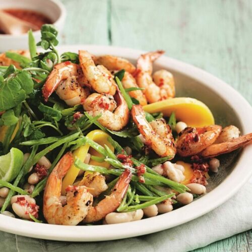 Grilled prawn and mango salad with chilli lime dressing