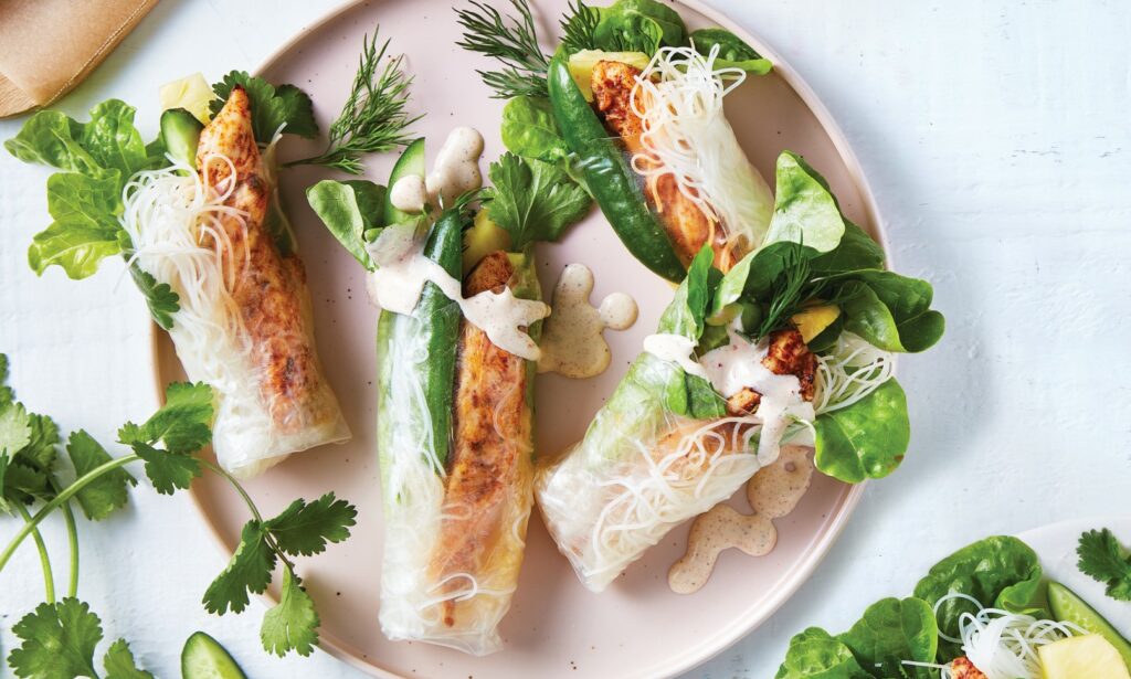 Cajun chicken rice paper rolls with Cajun mayo - Healthy Food Guide