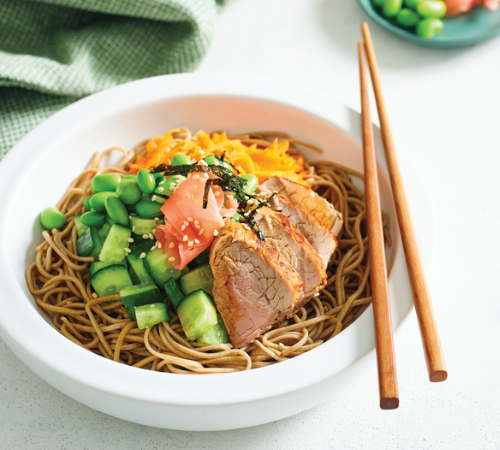 Teriyaki pork noodle bowl