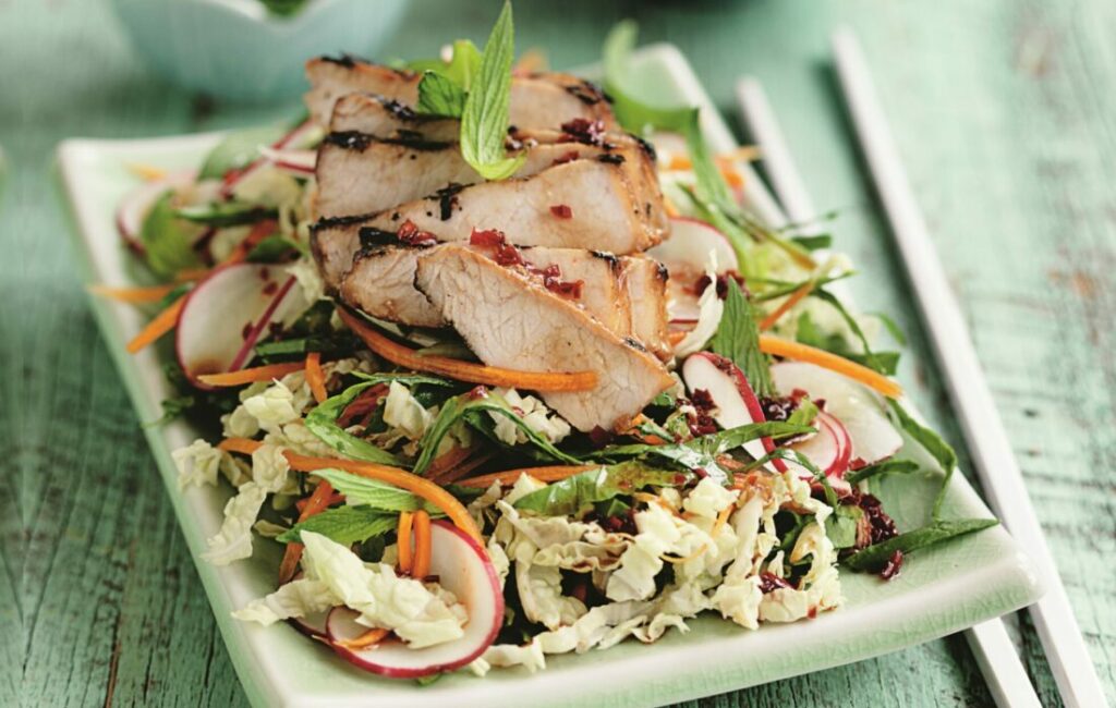 Sesame pork and Chinese cabbage salad