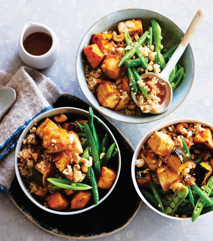 Warm miso roasted tofu and pumpkin bliss bowl - healthy recipe