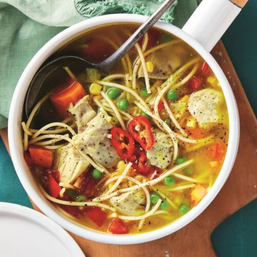 Soothing chicken noodle soup