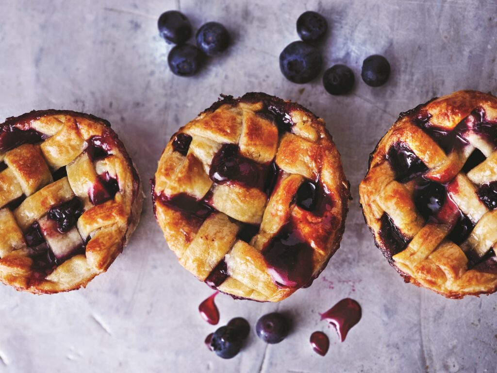 Apricot and blueberry lattice pies