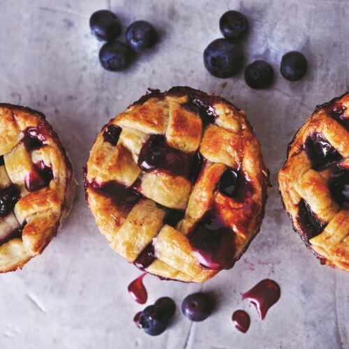 Apricot and blueberry lattice pies