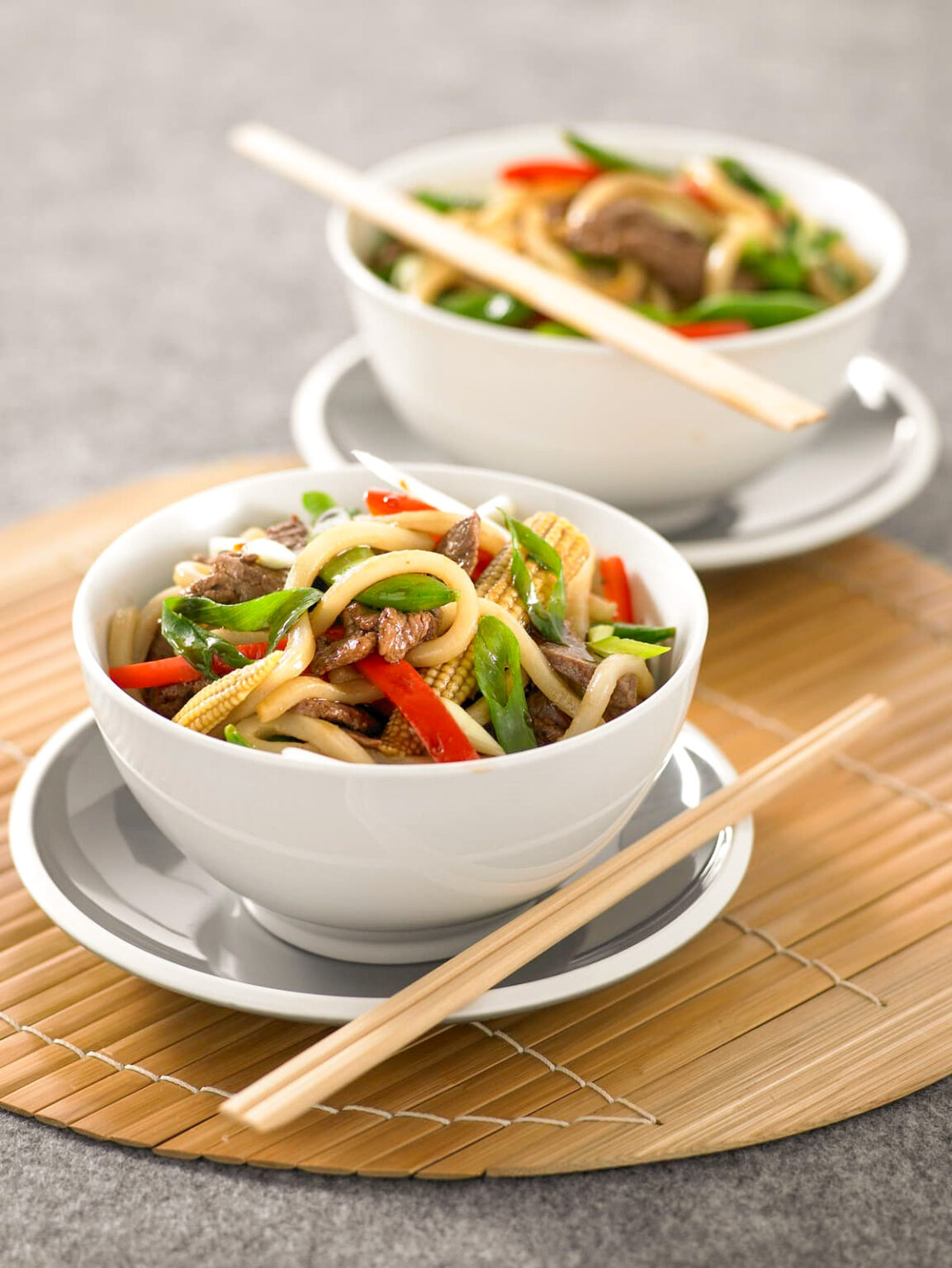 Lamb and vegetable noodle stir-fry