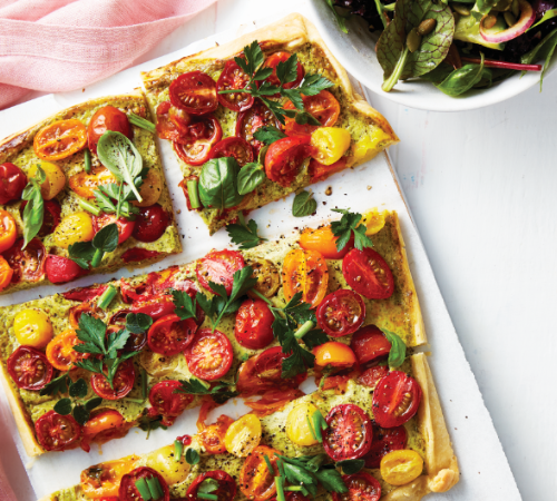 Herby tart with summer tomatoes