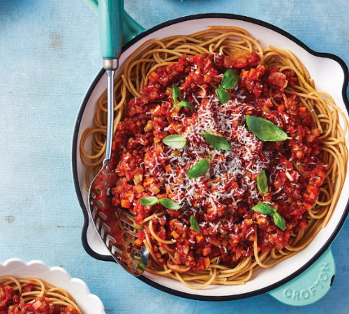 Tomato and lentil spaghetti